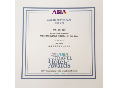 Ms. Zhi Tao: ASIA Most Innovative Hotelier of the Year