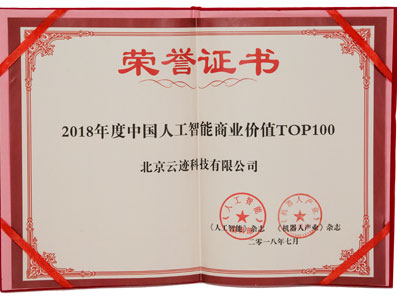 TOP100 2018 Top 100 Business Value in China AI Industry